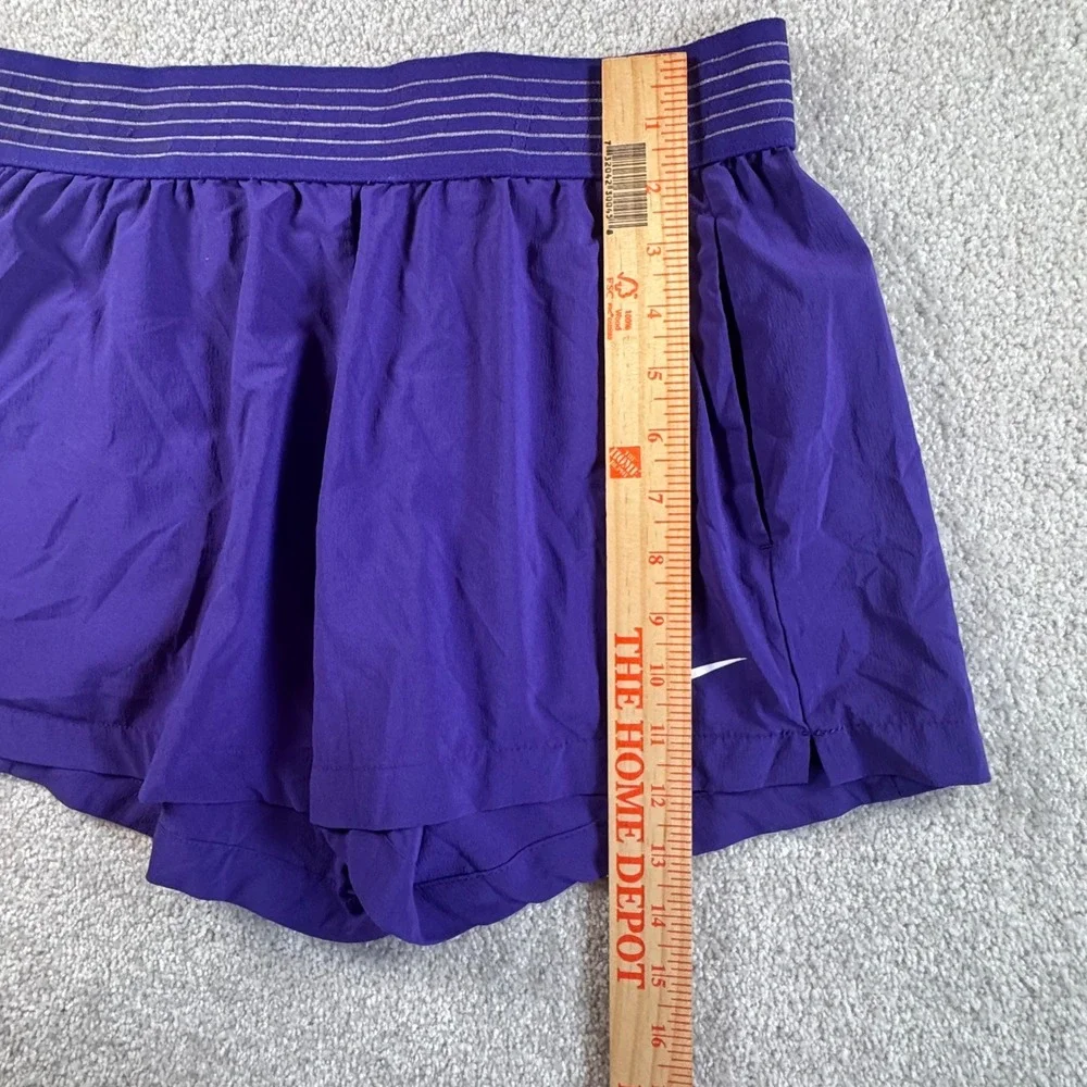 Nike Dri-FIT Womens Purple Running Athletic Shorts Small Elastic Waist Striped